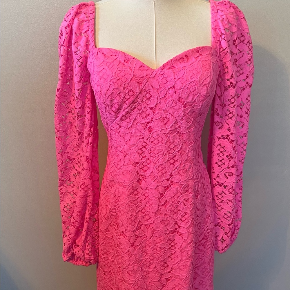 Lilly Pulitzer NWT Juliah Dress Barbie Pink Hey Hey Bouquet Lace Size 4 New Tags